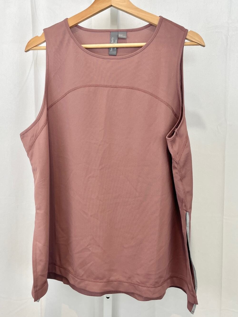 SWEATY BETTY Light Speed Running Tank Top Sleeveless Side Slit Dusty Pink XXL